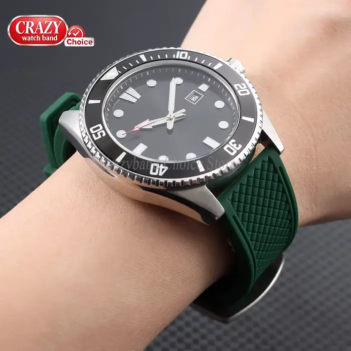 Bracelet de montre en silicone universel pour Seiko Omega Citizen et autres marques de montres pour femmes et hommes occasions spéciales et quotidiennes