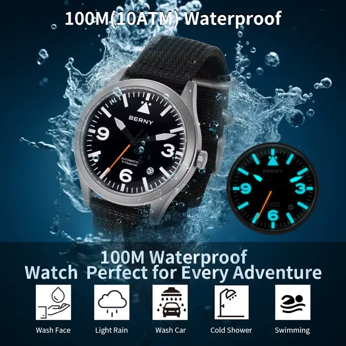 BERNY – montre automatique entièrement en titane pour hommes