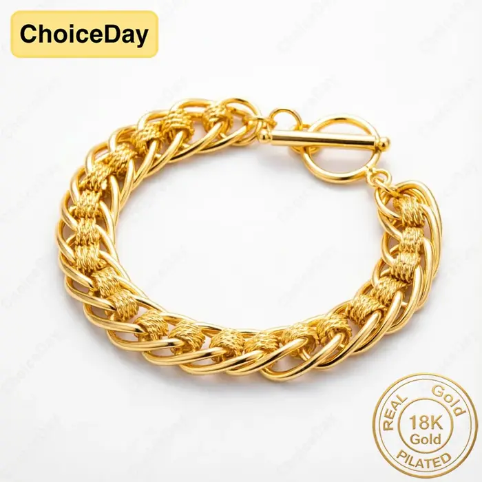 Bracelet en or plaqué 18 carats avec boucle tissée exquise pour hommes et femmes