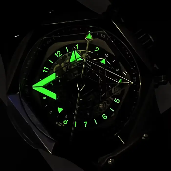 Montre automatique HANBORO édition limitée avec lunette hexagonale en acier et bracelet en caoutchouc pour homme occasions spéciales