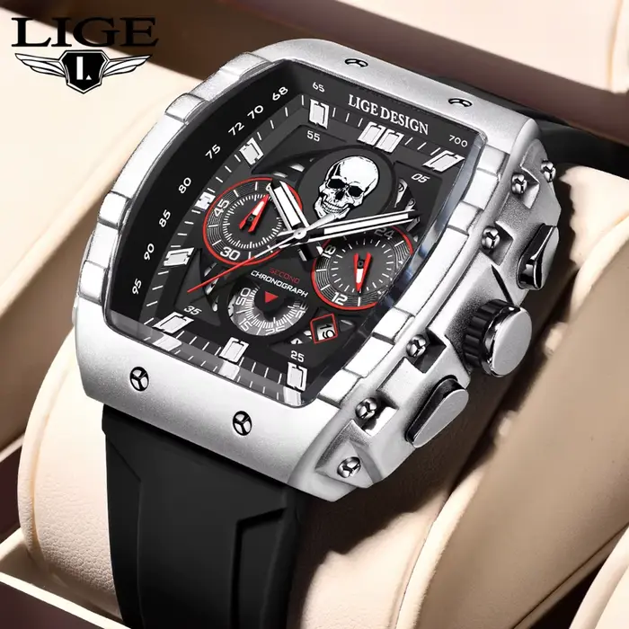 Montre homme LIGE, cadran squelette