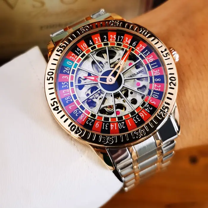 AOKULASIC mode squelette montre mécanique pour hommes conception rotative luxe en cuir bracelet en acier lumineux
