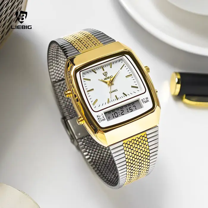 Montres à quartz LIEBIG de luxe à double affichage pour hommes et femmes