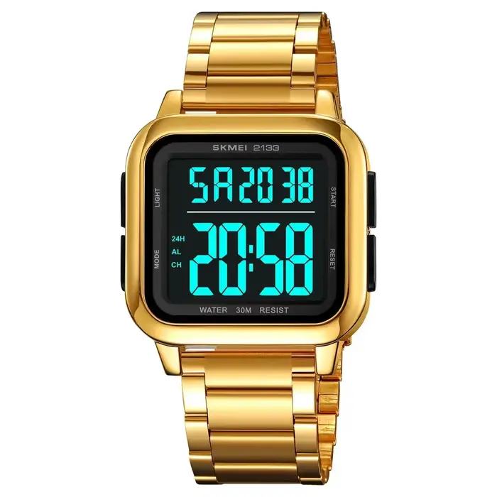 SKMEI 2133 montres numériques mâle alarme Reloj Hombre luxe en acier inoxydable lumière Sport montre de mode hommes 3Bar étanche