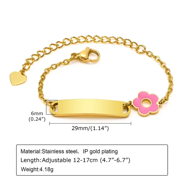 Bracelet avec nom gravé gratuit pour petite fille et garçon