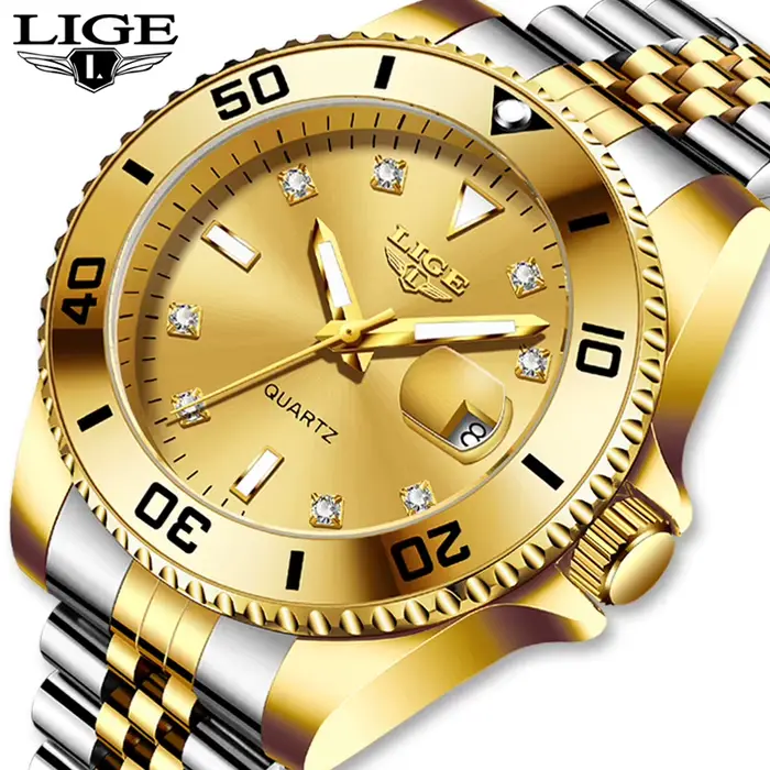 Montre à quartz de luxe en acier inoxydable pour homme