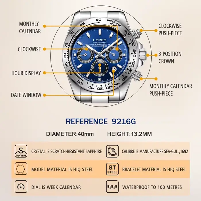 Montres étanches 20ATM pour hommes