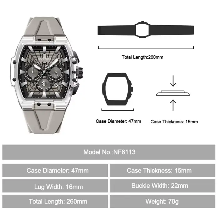 Montre chronographe multifonctionnelle pour homme NF6113 NAVIFORCE