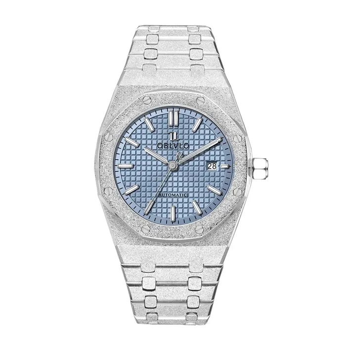 Montre automatique OBLVLO pour hommes, édition limitée, acier inoxydable, cadran gaufré lumineux, résistance à l'eau 5ATM, occasions spéciales