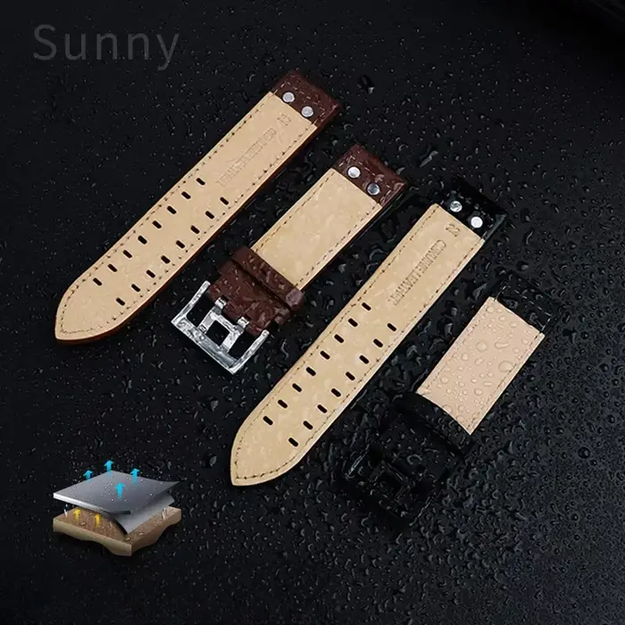Bracelet de montre en cuir véritable pour hommes