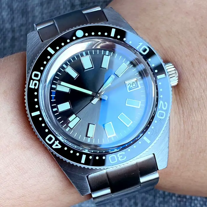 Tandorio 41mm 62MAS 30ATM cadran noir/gris/bleu automatique PT5000/Miyota 8215 montre de plongée pou