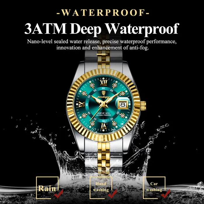 POEDAGAR Montres de luxe pour couple Date luminescente Classique