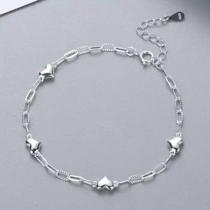 Bracelet en argent Sterling 925, anneau d'amour doux, boucle, bijoux à main réglables, bijoux de cha