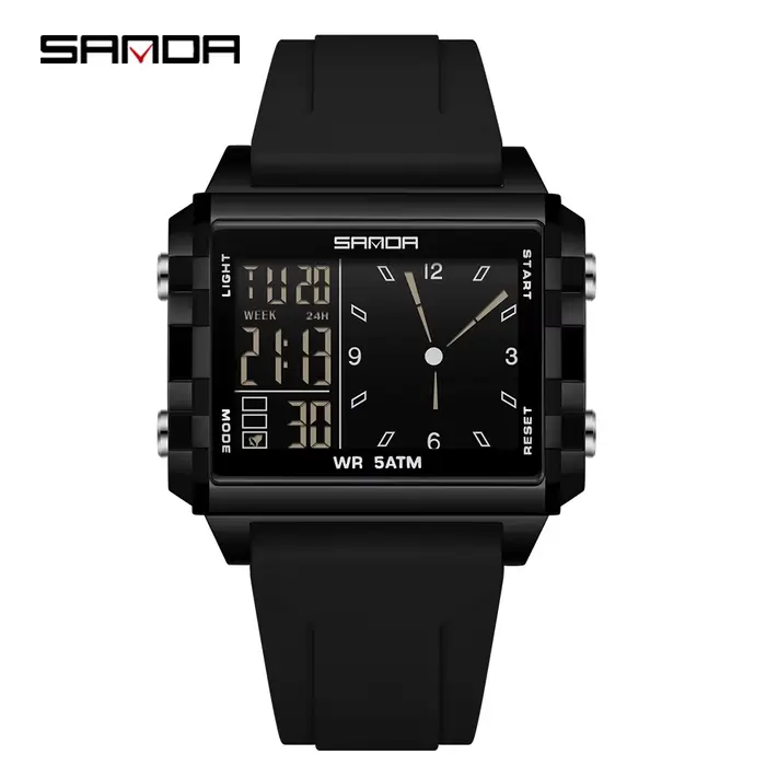 SANDA marque de luxe montre numérique pour hommes femmes cadran carré Sport étanche montres homme LE