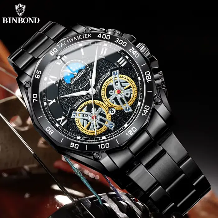 BINBONG Top marque montres de luxe pour hommes mode créative en acier inoxydable Quartz horloge mâle décontracté