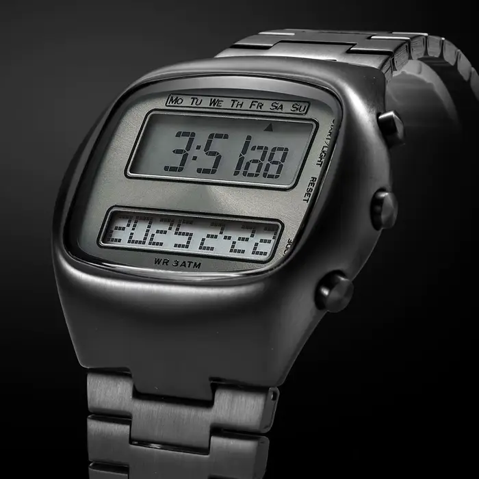 Montre numérique rétro double affichage homme rétroéclairage calendrier complet alarme acier inoxydable unisexe ocassions spéciales