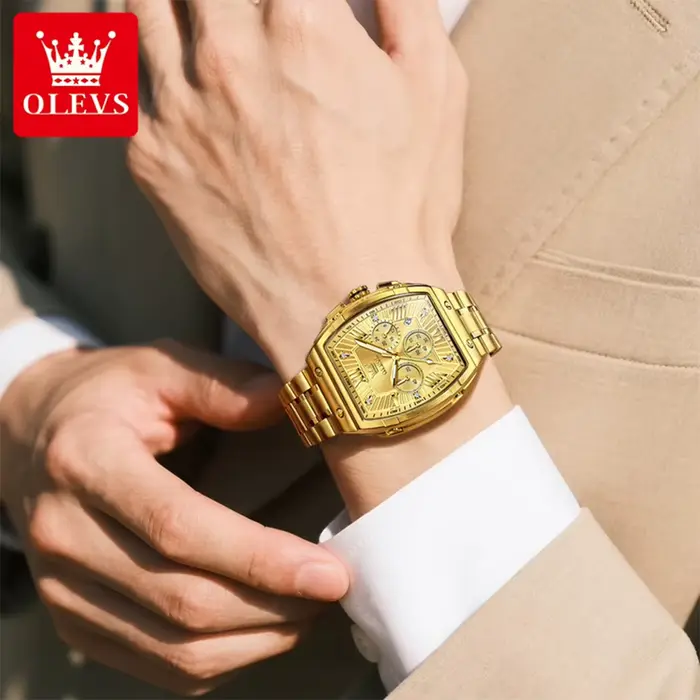 Montre à quartz pour homme OLEVS 5639, luxe, tonneau, date automatique, affaires, lumineuse, étanche, chronographe, marque originale, montre-bracelet pour homme