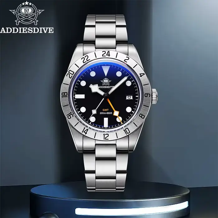 ADDIESDIVE Top marque 39mm Quartz GMT montres 20Bar étanche lumineux bulle miroir Sport verre montre