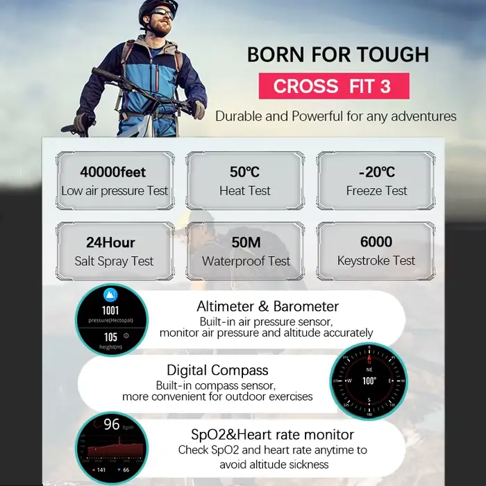NORTH EDGE Nouvelles montres GPS pour hommes Montre intelligente de sport Écran AMOLED HD 50M ATM Al