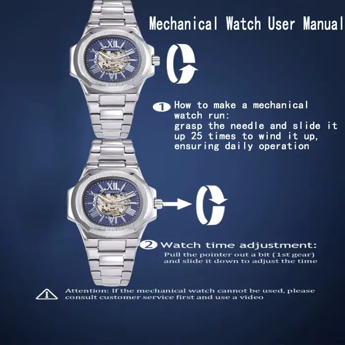 Montre homme automatique mécanique cadran romain squelette lumineuse acier inoxydable pour affaires et occasions spéciales