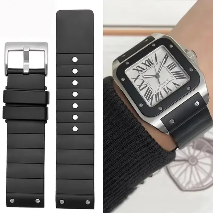 Bracelet de montre en silicone noir et coloré pour homme et femme, accessoire de luxe, style intemporel pour différentes occasions