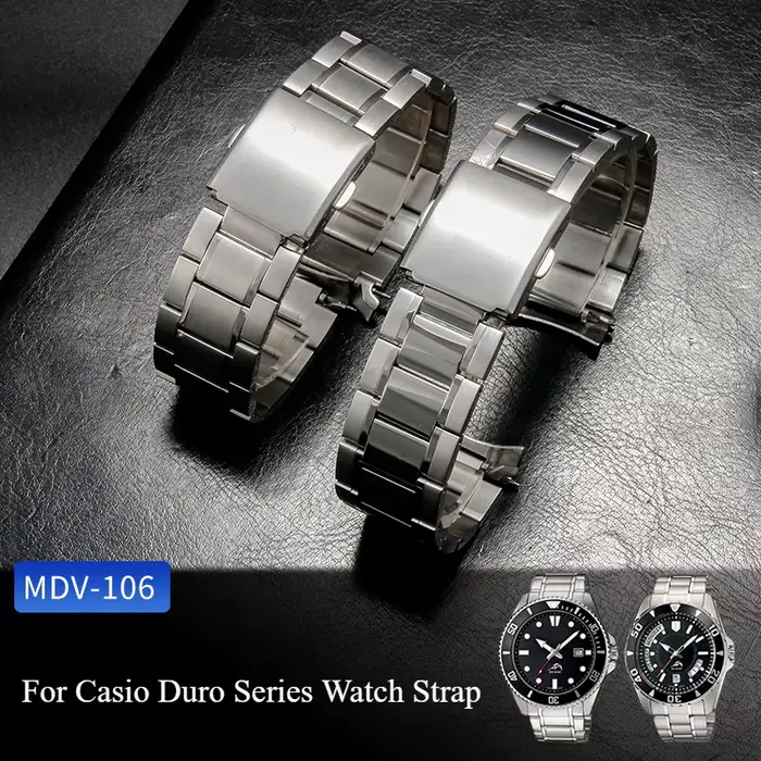 Bracelet de montre en acier exquis pour Casio Duro série MDV106 107 MTP1374/1375/5374