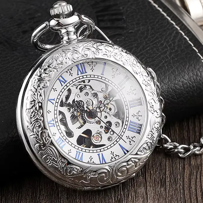 Montre de Poche Mécanique en Acier Inoxydable pour Homme et Femme