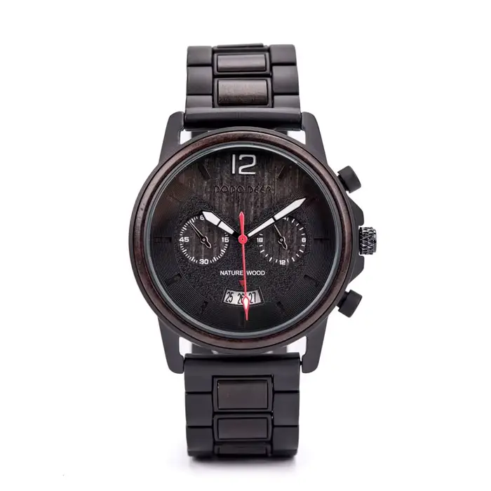 Montres en bois faites à la main pour hommes, chronomètre à Quartz, Uhren Herren, montre-bracelet av