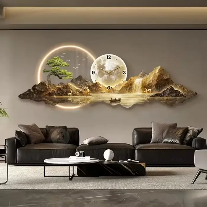 Design horloges murales de luxe salon Led esthétique minimaliste montre murale silencieux mode nordique Horloge