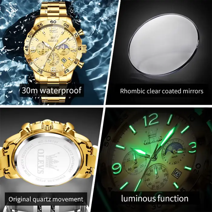 OLEVS 3678 montre pour hommes Original en acier inoxydable
