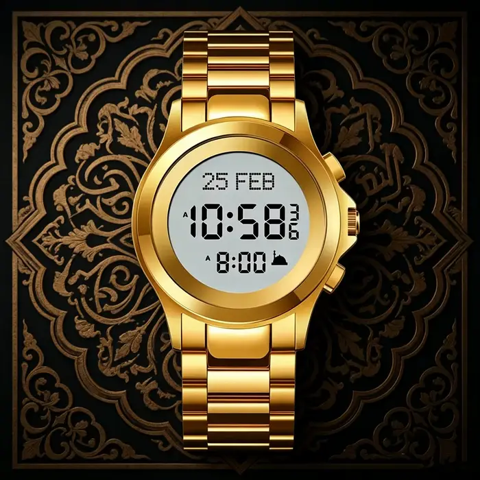 Montre islamique Azan, alarme de prière en arabe et en anglais