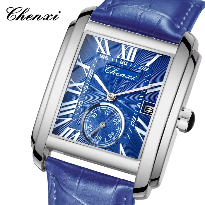 Montre à quartz carrée de marque CHENXI pour homme 2026, bracelet en cuir, montres pour hommes, cale