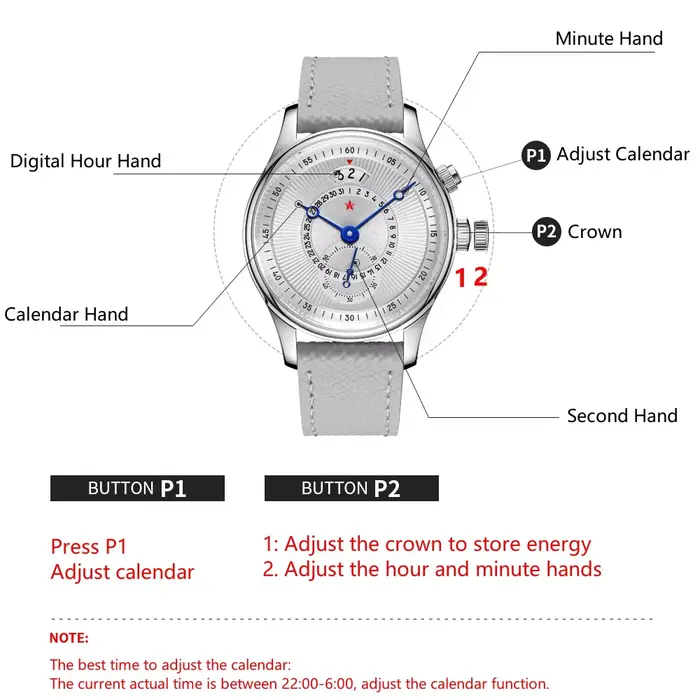 Montre mécanique Red Star 40mm acier inoxydable avec calendrier complet pour hommes occasions spéciales