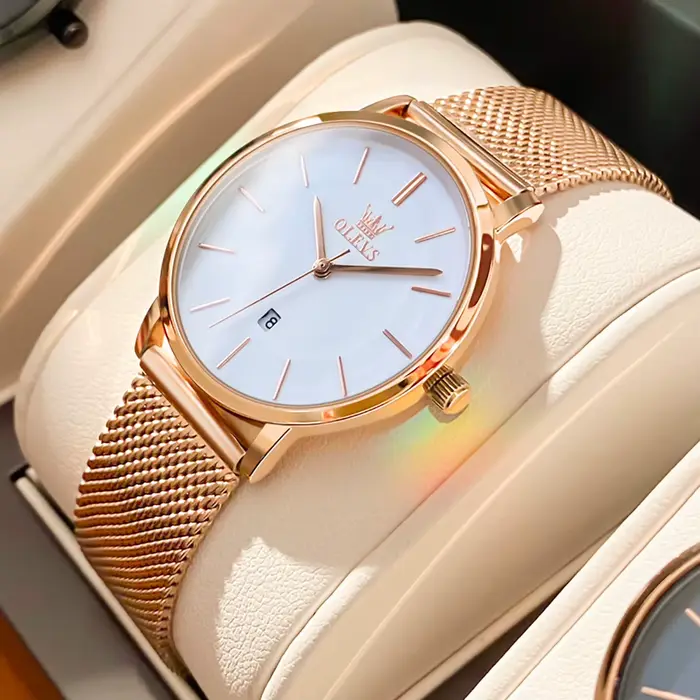 OLEVS – montre de luxe à Quartz pour femmes, étanche, en acier inoxydable, ensemble or Rose, coffret