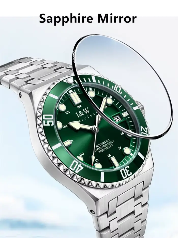 Montre Carnival automatique homme résistante à l'eau 300M avec mouvement Citizen MIYOTA ou Seiko NH35, boîtier et bracelet en acier inoxydable, cadran lumineux, chronographe et calendrier complet, pour hommes sportifs et professionnels