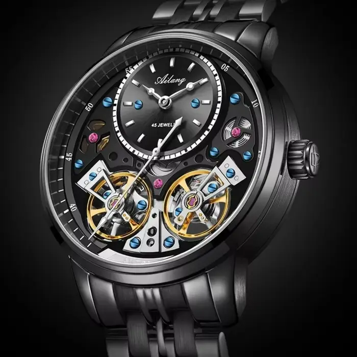 AILANG Montre mécanique automatique à double tourbillon pour hommes