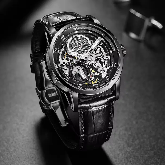JINLERY montre pour hommes montres mécaniques automatiques squelette étanche montre-bracelet de luxe auto vent mâle