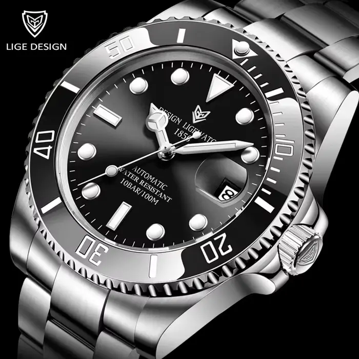 LIGE Top marque de luxe montre automatique pour hommes mode étanche Sport