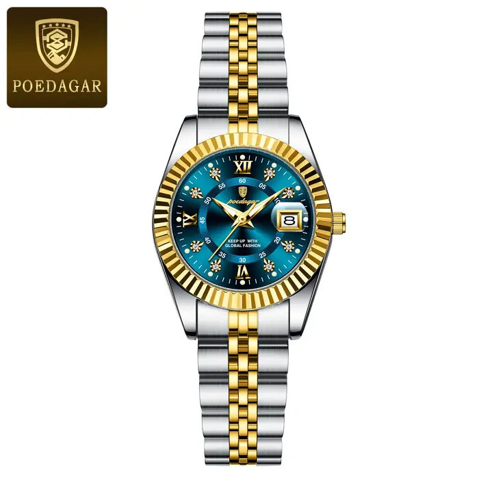 POEDAGAR mode montre pour femme étanche lumineux Date élégante dames montres en acier inoxydable