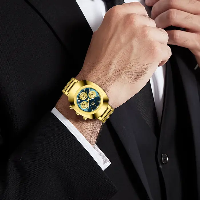 Montre homme VA VA VOOM multifonctionnelle bracelet acier inoxydable cadran ovale sport luxe multifonction quartz certifiée CE