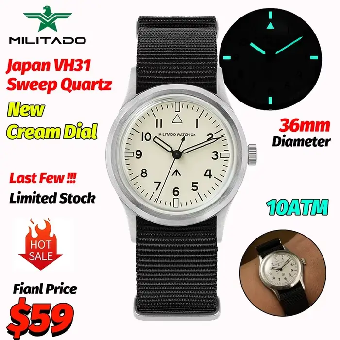 Montre-bracelet vintage Militado ML14 à quartz