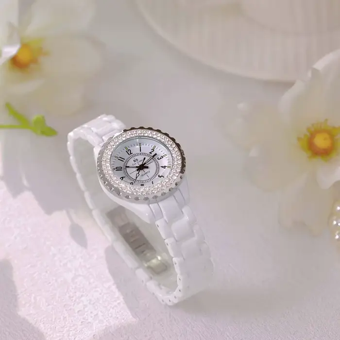 Montre Quartz Céramique BS Bee Sister Elégante Résistante à L'Eau Pour Femmes Occasions Spéciales