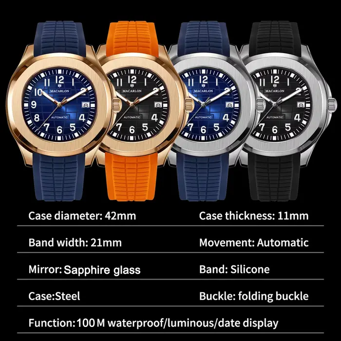 Nouvelle montre sport mécanique MACARLON de 42 mm pour homme