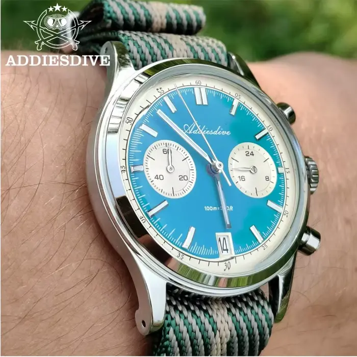 Montre chronographe homme ADDIESDIVE AD2095 acier inoxydable sport rouge résistante à l'eau pour activités nautiques et plein air