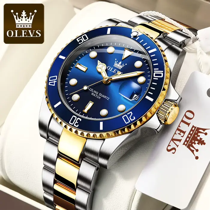 OLEVS 5885 montre à Quartz classique pour hommes de marque supérieure aiguilles lumineuses affichage du calendrier