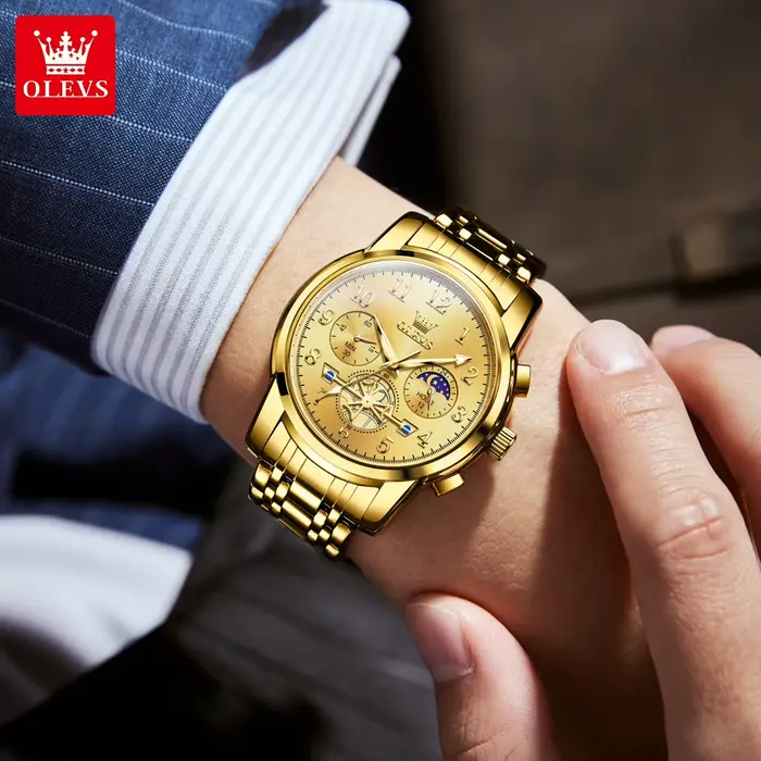 Montre Homme OLEVS 2900 Squelette à Volant Lumineux