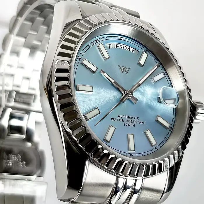 Montre mécanique WM homme style business décontracté résistante à l'eau affichage de la semaine cristal saphir automatique à remontage automatique
