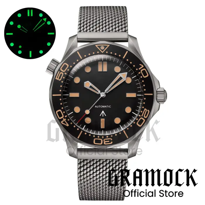 Montre mécanique rétro verte personnalisable pour homme, cadran lumineux, 007 NTTD, verre saphir bom
