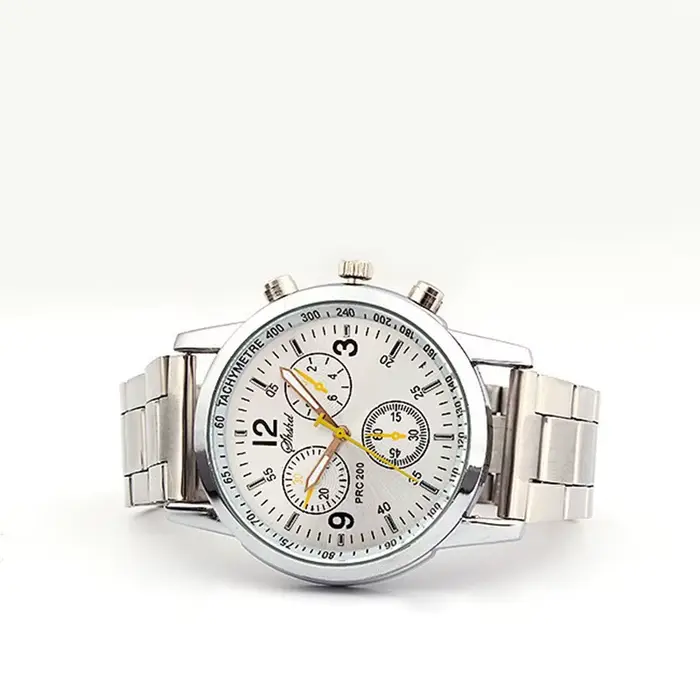 Nouvelle marque de luxe hommes montres à Quartz argenté pour homme montres en acier inoxydable décon
