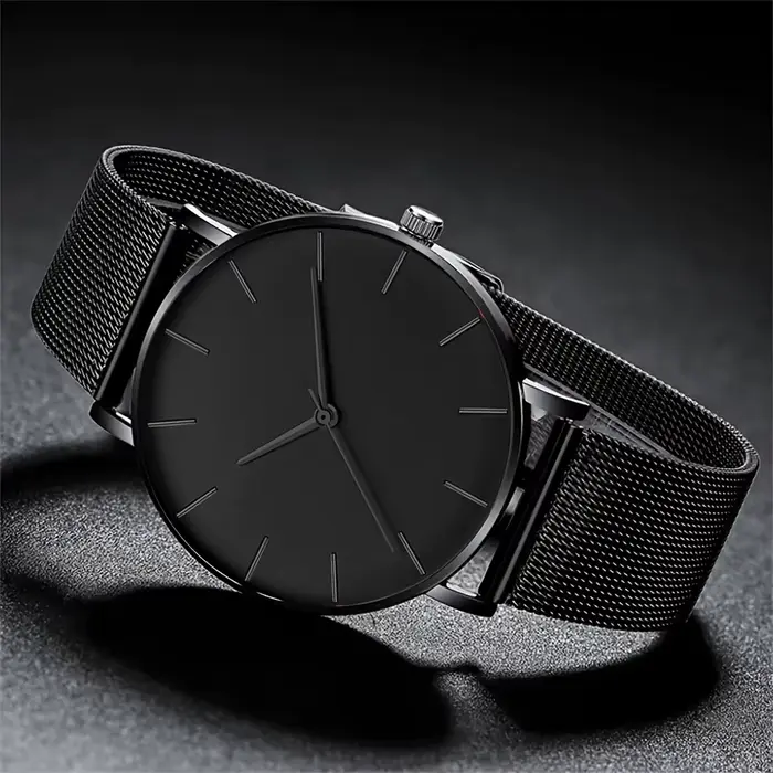 Montre-bracelet minimaliste en acier inoxydable pour homme